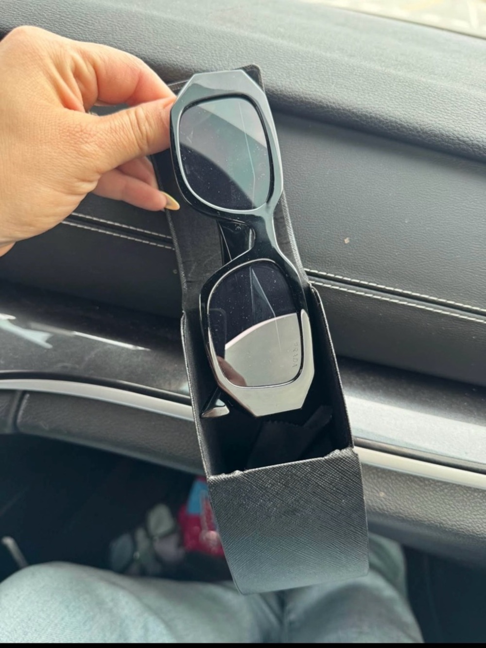 Glossy Black Oval Logo Sunglasses - Picture 2 of 3